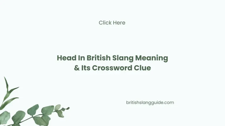 Head In British Slang Meaning & Its Crossword Clue