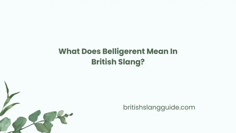 Belligerent Mean In British Slang