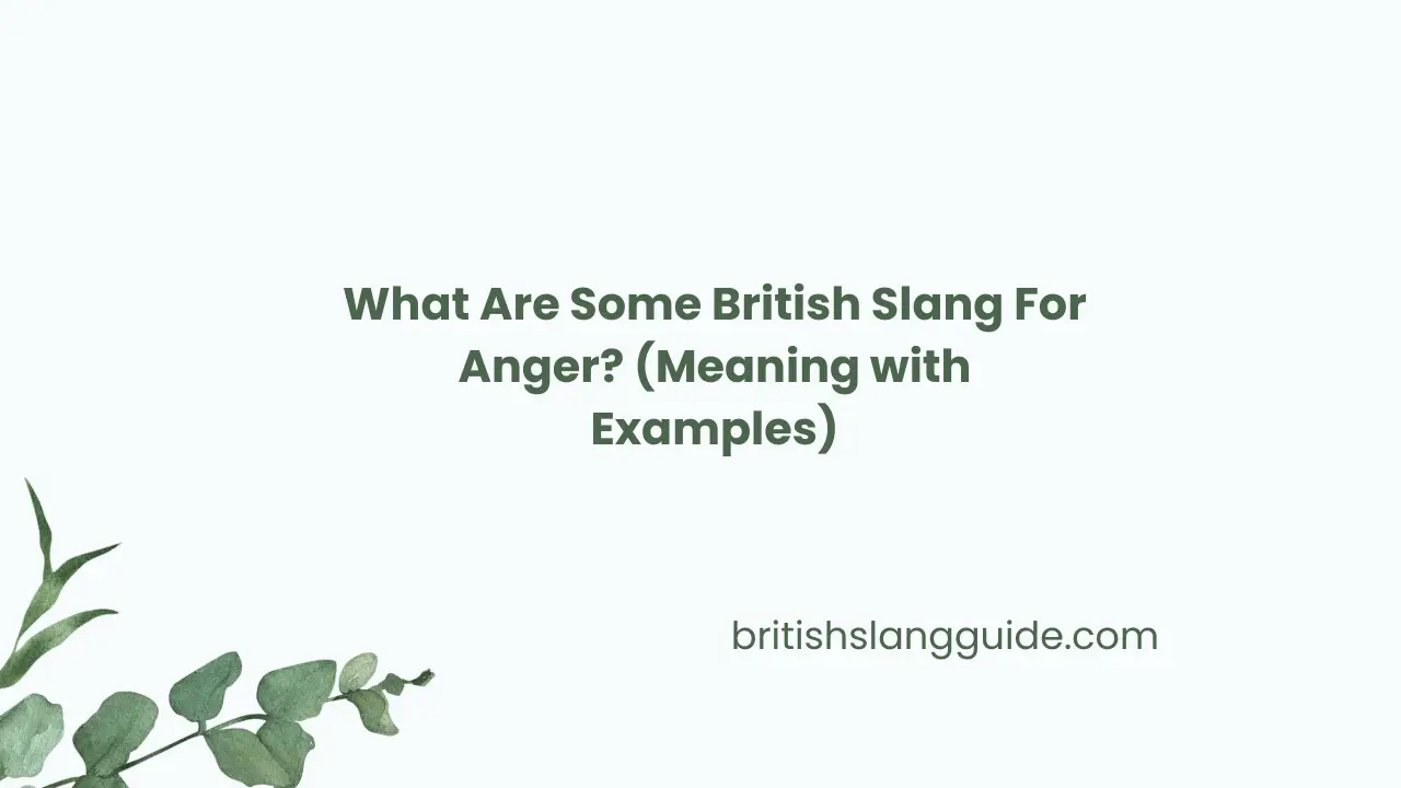 British Slang For Anger