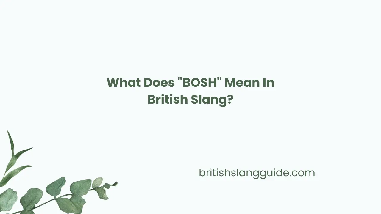 "BOSH" Mean In British Slang